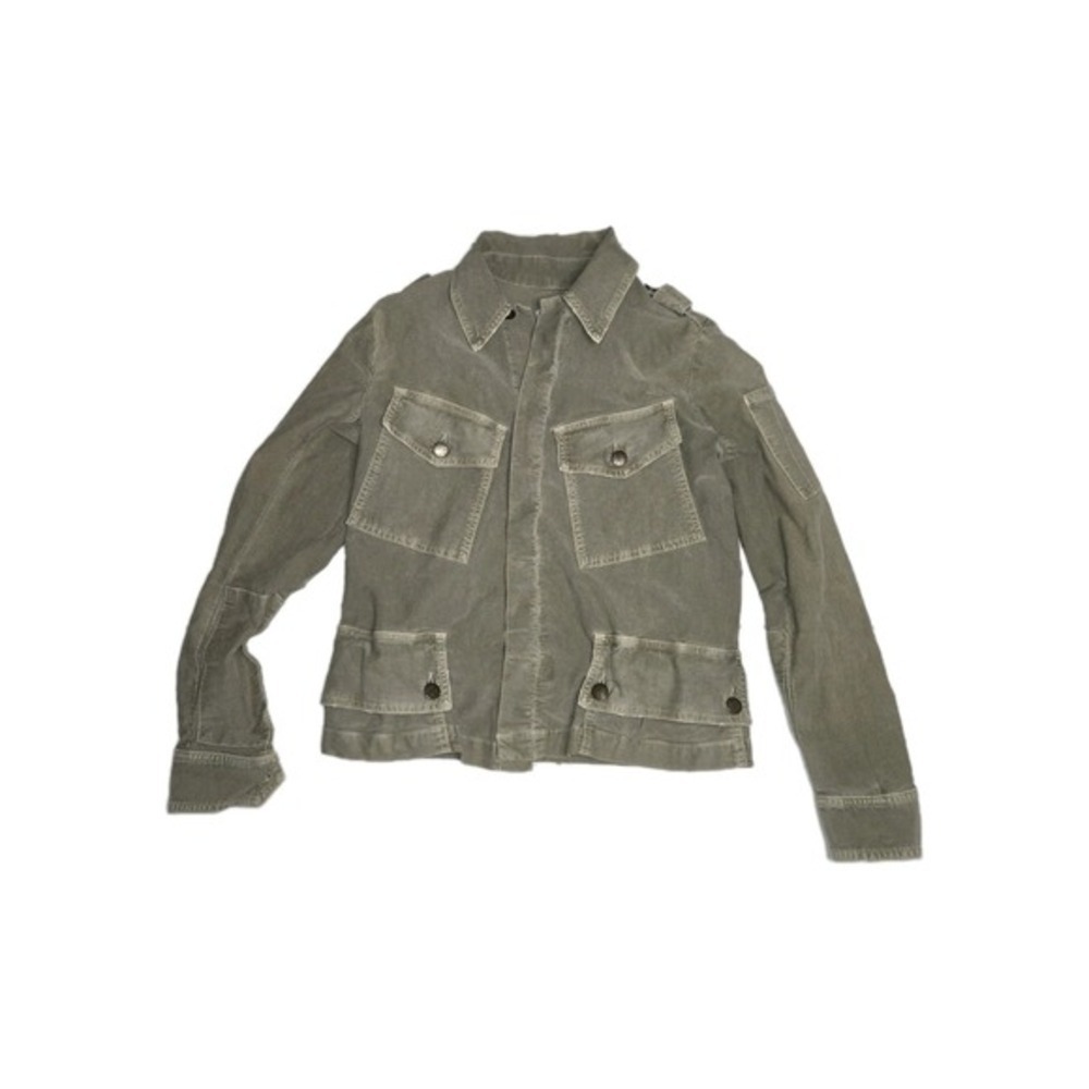 Current/Elliott Womens Front Button Collared  Battalion Jacket Green Size 0